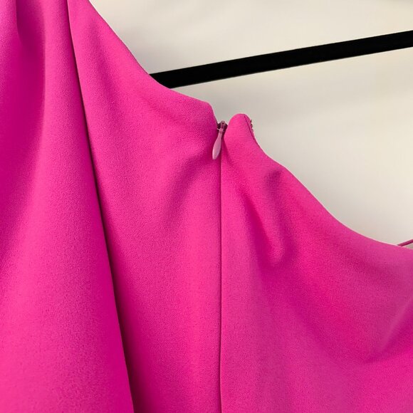 Betsy & Adam One-Shoulder Ruffle Sheath Dress Hot Pink Size 12 - Picture 9 of 11